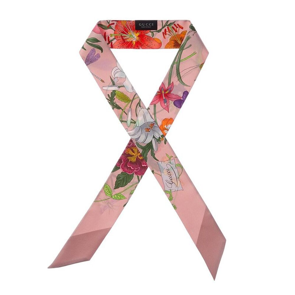 Gucci Gg Silk Scarf, Pink